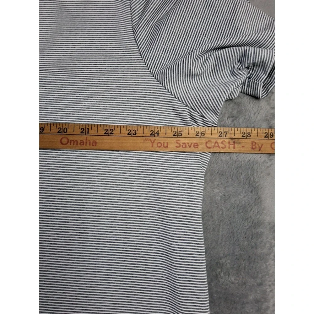 Mens ADIDAS XXL Polo‎ Golf Short Sleeve Shirt Polyester Gray Blue White Stripes
